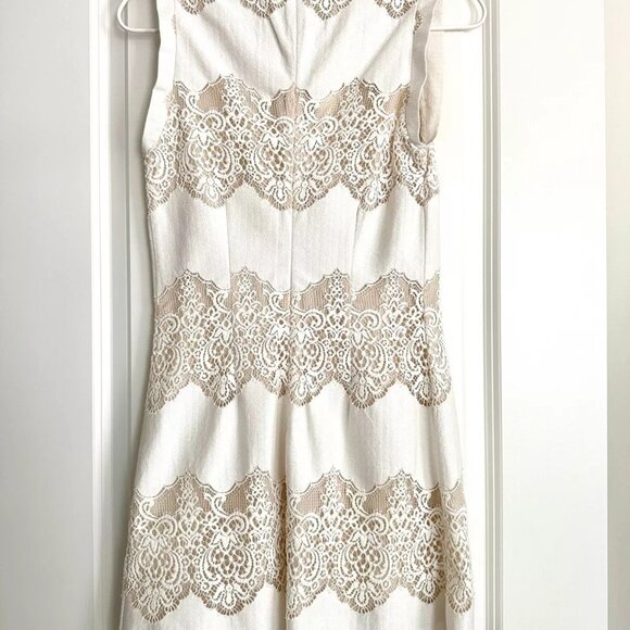 LOVER Chelsea Collar Cotton Blend Lace Sleeveless Mini Dress in Ivory Size 4 - Picture 2 of 7